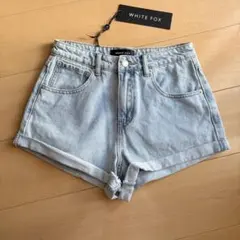 新品　WHITE FOX ハイウエスト　デニムショートパンツ