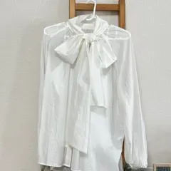 ボウタイブラウス ホワイト 透けない