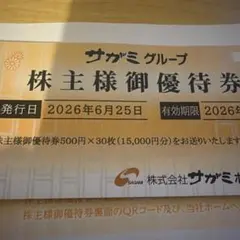 最新 サガミHD 株主優待券 15,000円分 - メルカリ