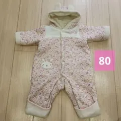 カバーオール　フリース　サイズ80 花柄　リバティ　うさぎ耳