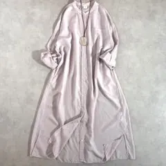 アーバンリサーチドアーズ　スタンドカラーロングシャツワンピース　麻混　ピンク