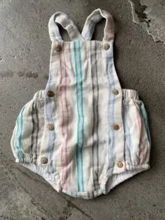 ZARA Mini ストライプ オーバーオールロンパース 1/3