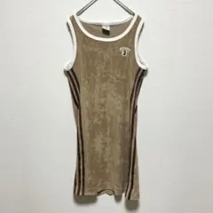 専用希少adidas アディダス ベロア タンクワンピース ブラウン×ホワイト