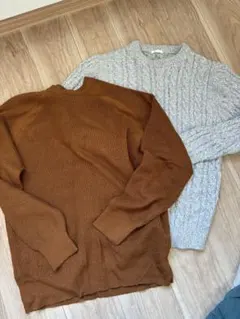 ブラウン グレー ニット セーター 2点セット