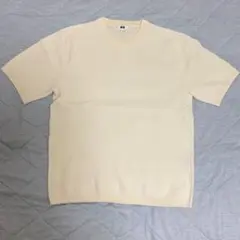 UNIQLO ウォッシャブルミラノリブニットTシャツ　S オフホワイトのサムネイル