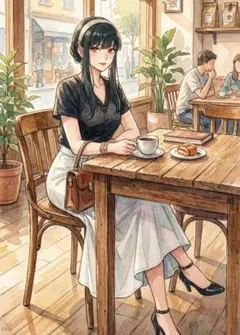 紫*ว様 2　スパイファミリー ヨル カフェ デート ファンアート イラスト ポ