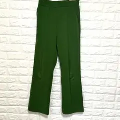 ストレート パンツ グリーン 無地 シンプル 春 レディース