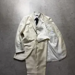 メンズ　ホワイト　白　タキシード　スリーピース　セットアップ　スーツ　XLサイズ