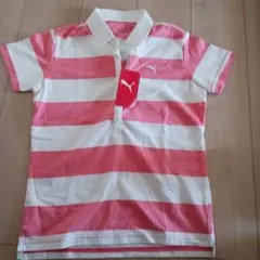 PUMA ポロシャツ Mサイズ ピンクストライプ