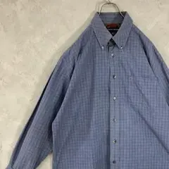 TOMMY HILFIGER ボタンダウンシャツ　チェック　格子柄　青　IW19