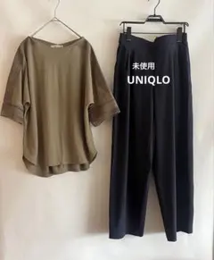 極美品★2点セット★UNIQLO ドライ　高機能パンツ　袖レーストップスのサムネイル