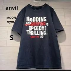 ムーンアイズ　Tシャツ S　紺 ロゴ 古着 半袖 anvil レディース