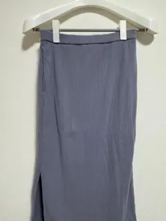 グレー リブ編み タイトスカート サイドスリット