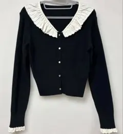 emsexcite フリル付き黒長袖カーディガン