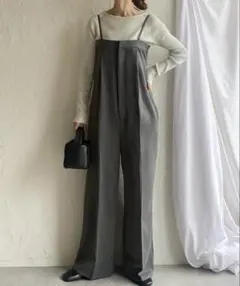 She’sCloset★フロントジップハイウエストタック入りサロッペット