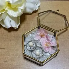 匿名配送　リングピロー　ハンドメイド　ガラスケース　桜　和　さざれ石　神前式