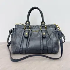 miu miu Vitello Lux Blue Leather Bagのサムネイル