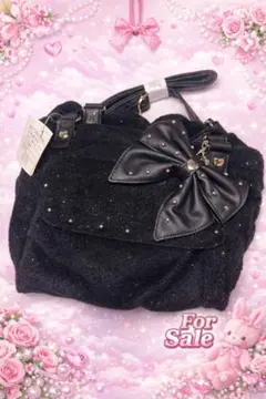 姫系　地雷系 量産型 リボンバッグ 黒 ハート 2WAY ゴシック