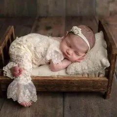 ニューボーンフォト 衣装 かわいい ベビー服 おしゃれ ヘアバンド セット 白