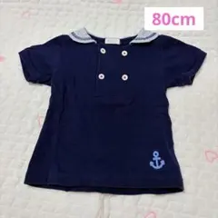 コンビミニ　半袖　Tシャツ　マリン　80 水平のサムネイル