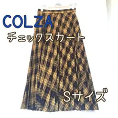COLZA Honeys チェック柄プリーツロングスカート ウエストゴム 秋冬