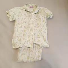 綿100% 子供　キッズ　パジャマ　花柄　ミントグリーン　130cm