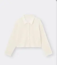 GU　メッシュポロカーディガン　ホワイトL