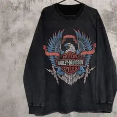 ヴィンテージイーグルデザイン　ロングスリーブTシャツ　ウォッシュ加工ロンT