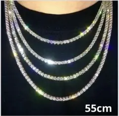 55㎝　ネックレス テニスチェーン CZ シルバー 銀 アクセサリーダイヤモンド