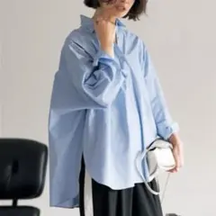 日曜限定 美品FRAMeWORK オックスXLL-シャツ ブルー ビックシャツ 