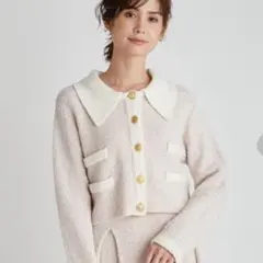 セルフォード襟付きツイードセットアップ♡淡いピンク♡36