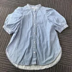 GU ライトブルー 半袖シャツ バルーンスリーブ　M