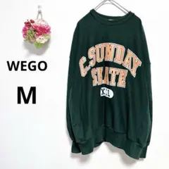 a5304 ウィゴー　プリント　スウェット　トレーナー　カジュアル　古着　緑　M