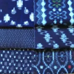 №240　古布　ハギレ　*藍染　木綿　絣　はぎれ*　6枚セット