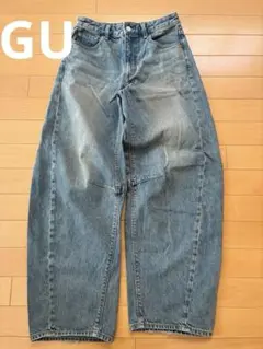 レディース　GUワイドレッグデニム ライトブルー サイズS