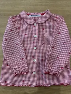 familiar 赤と白のチェックシャツ 90cm
