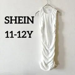 SHEIN 【11-12Y】ホワイト ノースリーブ ロングワンピース