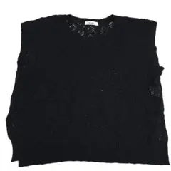 niko and... ニコアンド レース ノースリーブ ニットトップス 黒 M