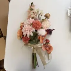 造花ブーケ ピンクオレンジ