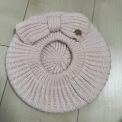 kate spade ピンクリボン付きニットベレー帽