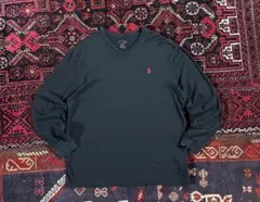 ポロラルフローレン ロングスリーブ Vネック Tシャツ ブラック M