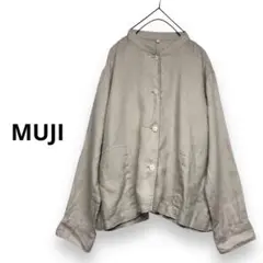 定価¥4,990 MUJI 洗いざらしリネンシャツジャケット　スタンドカラー