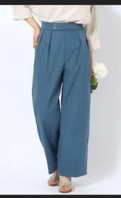 青 ワイドパンツ ポリエステル製