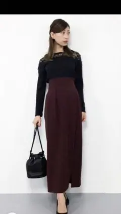 UNITED ARROWS タックスリットハイウエストスカート S ボルドー新品のサムネイル
