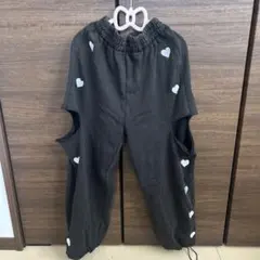 ハート柄ロングパンツ ブラック スウェット 130