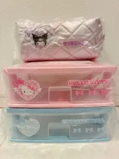 サンリオくじ　チェスト　シナモロール　ハローキティ　クロミポーチ付き　3点セット