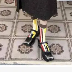 ★新品★ アート柄 ソックス 22〜25 個性的 北欧柄 韓国 no.040