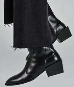 High sole leather heel boots レザーヒールブーツ　M
