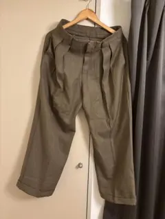 GU タックワイドパンツ カーキ XL