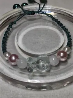 ★天然石ブレスレット※マクラメ編み※オパライト、シェルパール